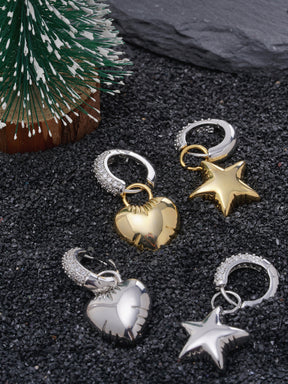 Aretes amor eterno-corazón y estrella bañados en oro de 18k