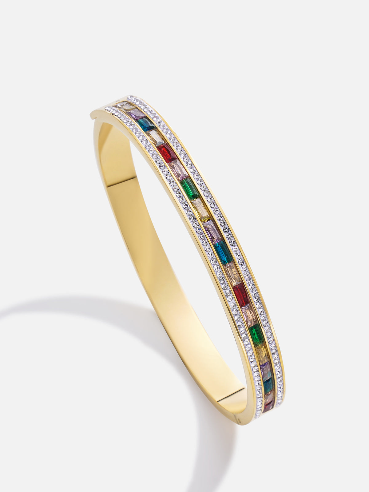 Brazalete de diamantes cuadrados de colores arco iris 