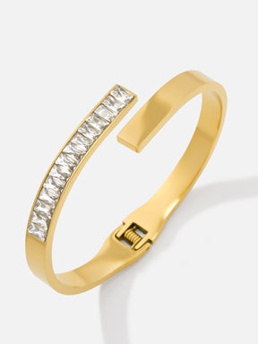 Zircon Inlaid Bangle Bracelet