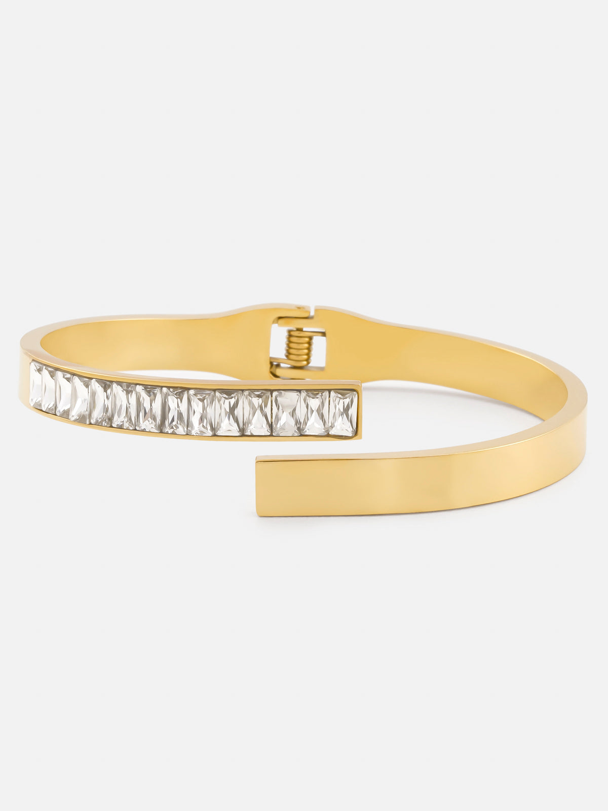 Zircon Inlaid Bangle Bracelet